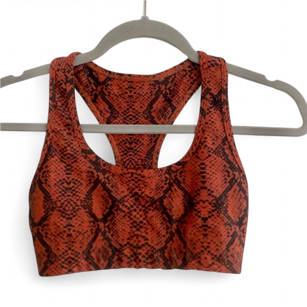 ALL GOOD FEELS RED BLACK SNAKESKIN PRINT ATHLETIC SPORTS BRA SIZE XS YOGA GYM